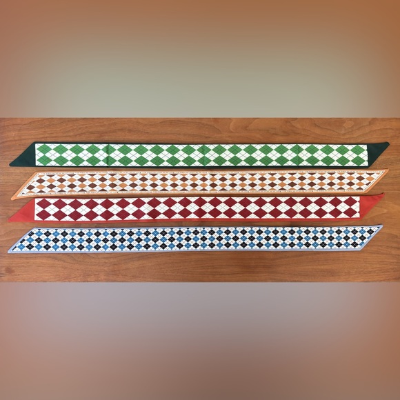 RESERVED - Argyle Ribbon Scarf - Blue Thistle - Picture 2 of 2